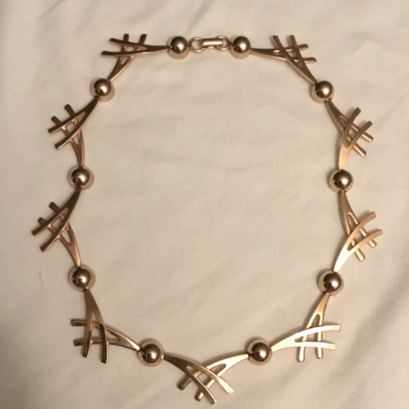 Vintage gold tone modernist choker necklace - Picture 8 of 8